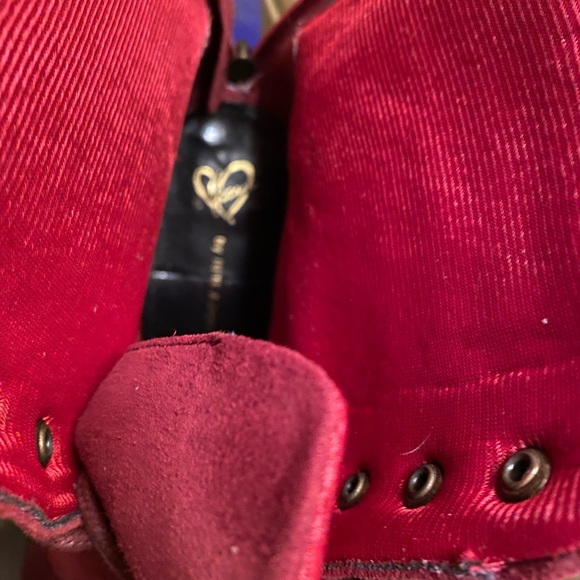 Multi-Fabric Burgundy Boots - Picture 12 of 12